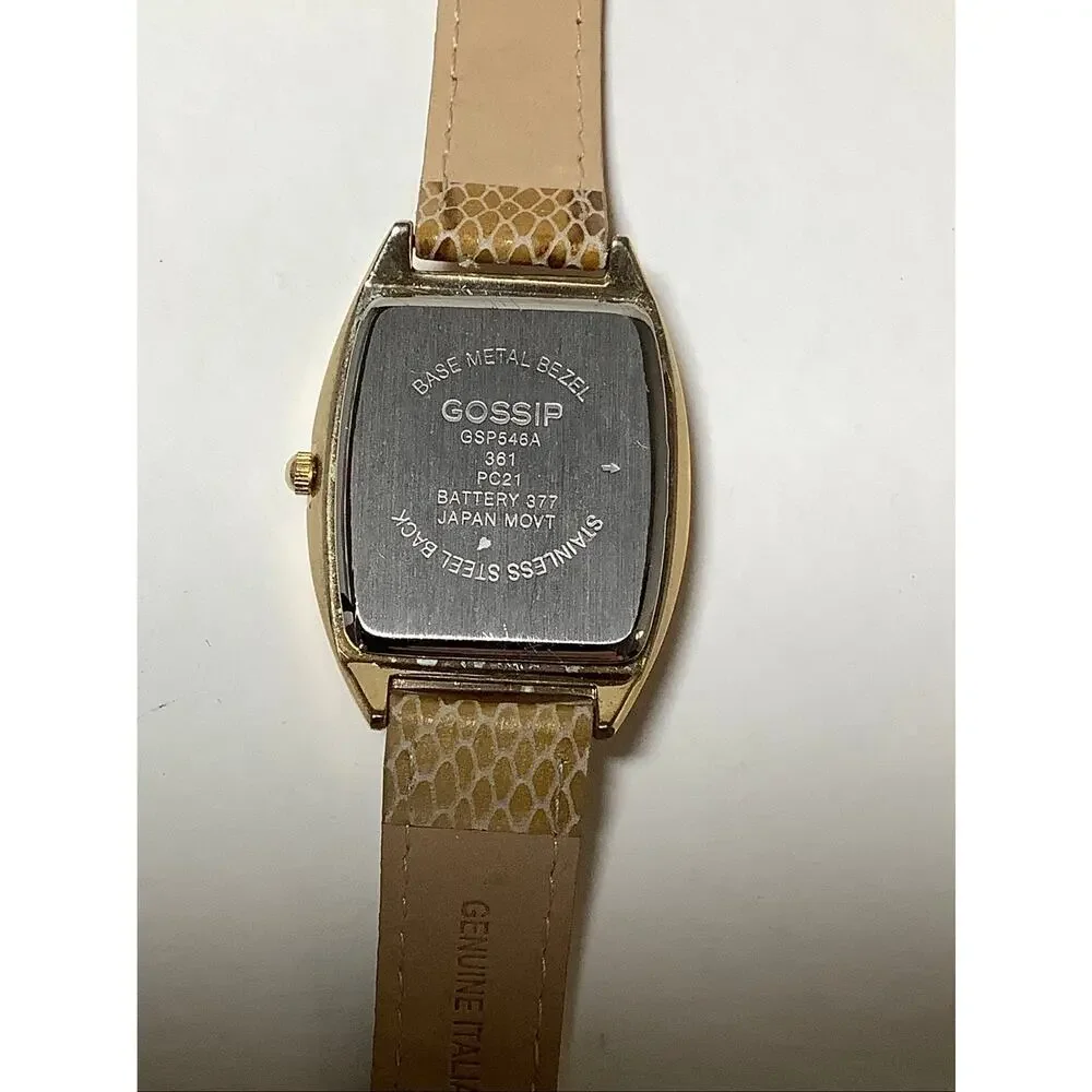 Gossip Women's Gold Tone Brown Snakeskin Leather Strap Quartz Watch Retro F16-6